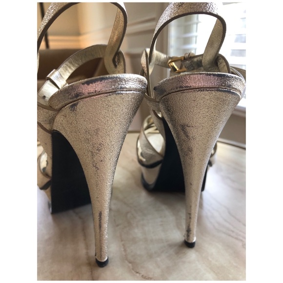 YSL Gold Tribute Leather Sandals👠💝 - Picture 6 of 10